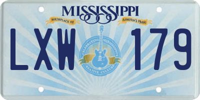 MS license plate LXW179