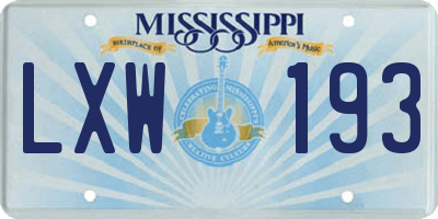MS license plate LXW193