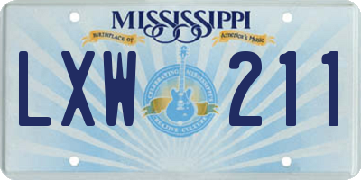 MS license plate LXW211