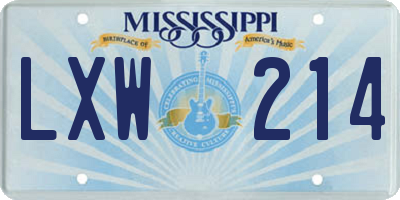MS license plate LXW214