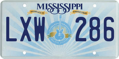 MS license plate LXW286
