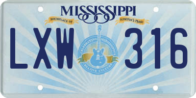 MS license plate LXW316