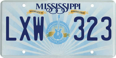 MS license plate LXW323