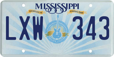 MS license plate LXW343
