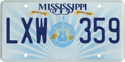 MS license plate LXW359