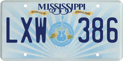 MS license plate LXW386