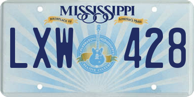 MS license plate LXW428