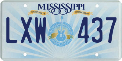 MS license plate LXW437