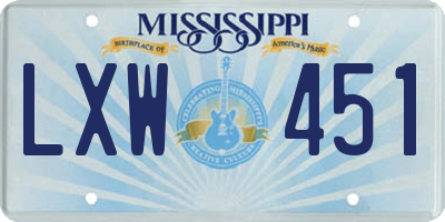 MS license plate LXW451