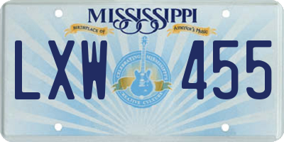 MS license plate LXW455