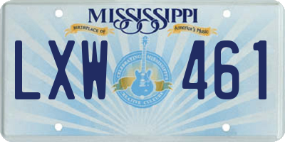 MS license plate LXW461