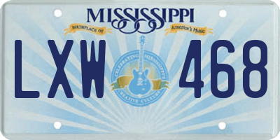 MS license plate LXW468