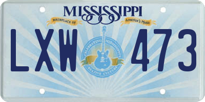 MS license plate LXW473