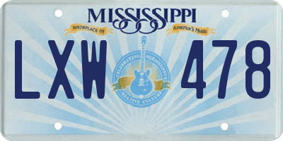 MS license plate LXW478