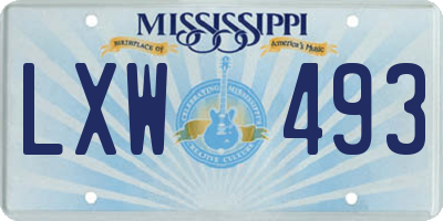 MS license plate LXW493