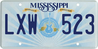 MS license plate LXW523