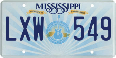 MS license plate LXW549