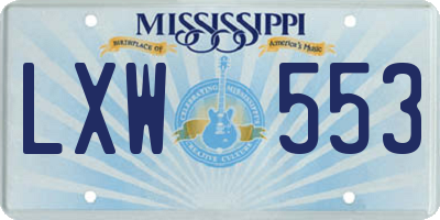 MS license plate LXW553