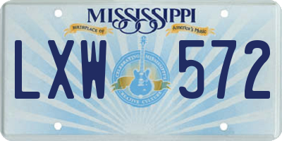 MS license plate LXW572