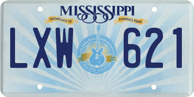 MS license plate LXW621