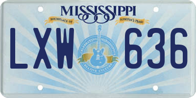 MS license plate LXW636