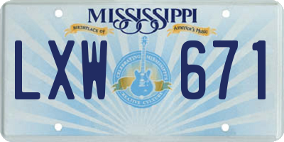 MS license plate LXW671