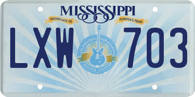 MS license plate LXW703