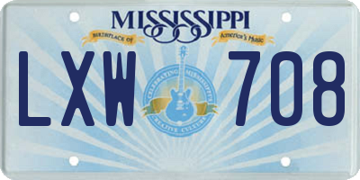 MS license plate LXW708