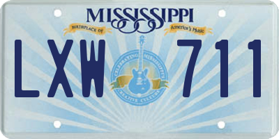 MS license plate LXW711