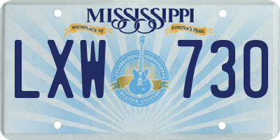 MS license plate LXW730