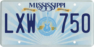 MS license plate LXW750