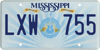 MS license plate LXW755