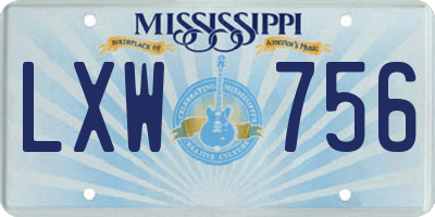 MS license plate LXW756