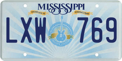 MS license plate LXW769