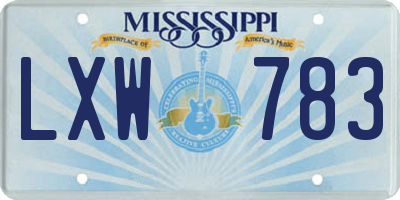 MS license plate LXW783