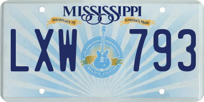 MS license plate LXW793