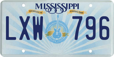 MS license plate LXW796