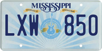 MS license plate LXW850