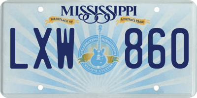 MS license plate LXW860
