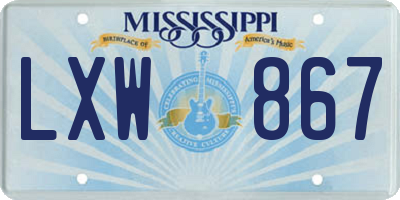 MS license plate LXW867