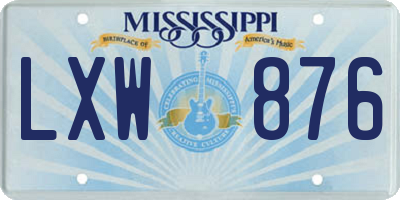 MS license plate LXW876