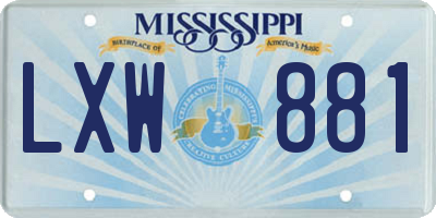 MS license plate LXW881