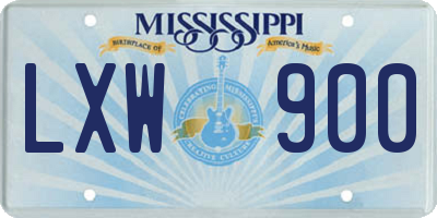 MS license plate LXW900