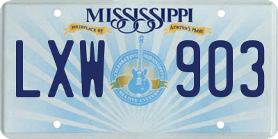 MS license plate LXW903
