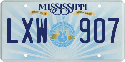 MS license plate LXW907