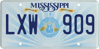 MS license plate LXW909