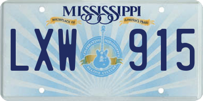 MS license plate LXW915