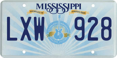 MS license plate LXW928