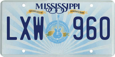 MS license plate LXW960