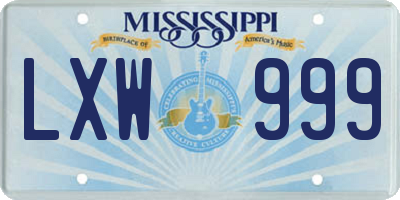 MS license plate LXW999